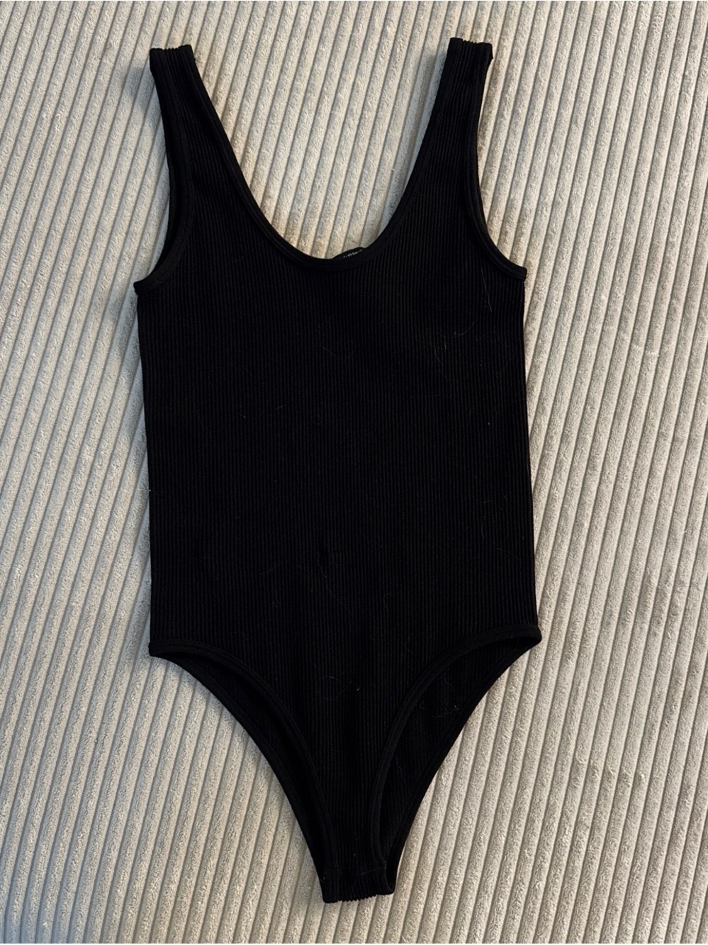 Zara Black Ribbed Scoop-Neck Bodysuit
